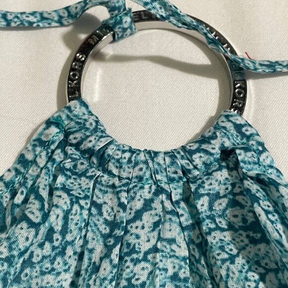 Michael Kors Halter Top Shibori Printed Turquoise Large Petite - Picture 4 of 11